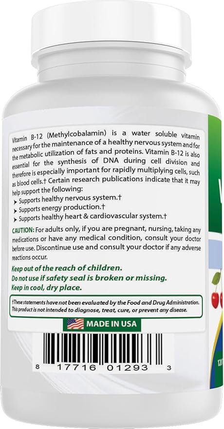 Best Naturals Vitamin B-12 as Methylcobalamin (Methyl B12) 6000 mcg 120 Sublingual Tablets (120 Count (Pack of 2))