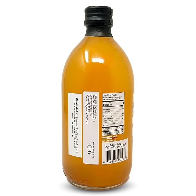 Andrea Milano Organic Apple Cider Vinegar – Raw Italian Natural Vinegar with the Mother Unfiltered Unpasteurized Non-GMO Vegan Bulk Glass Bottle (16.9 fl oz(Pack of 3))