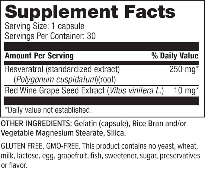 Hi-Health Resveratrol 250mg (30 Capsules)