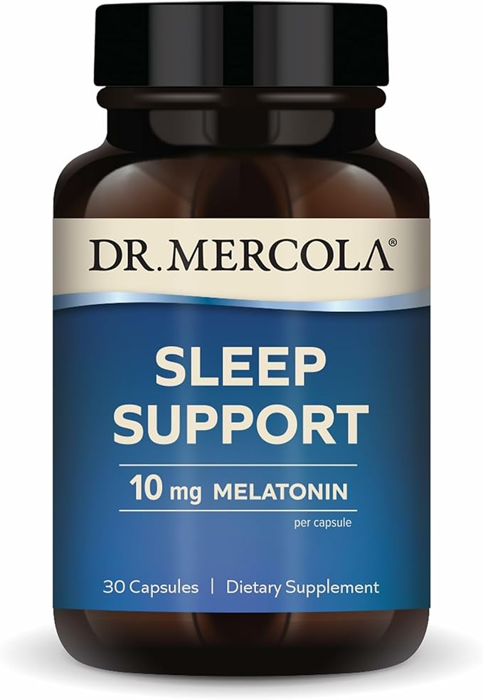 Dr. Mercola Sleep Support with Melatonin 10 mg Melatonin Per Serving 30 Servings (30 Capsules) Dietary Supplement Supports Healthy Sleep and Mental Focus Non-GMO