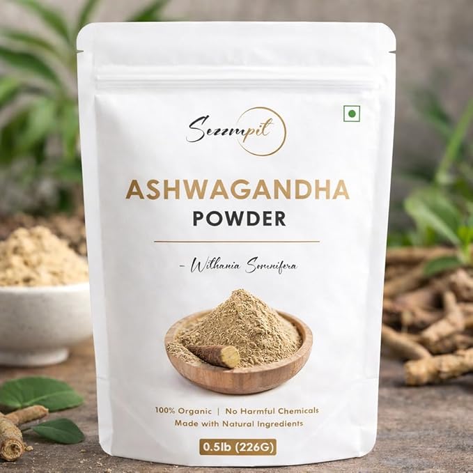 Natural Ashwagandha Powder - Ayurvedic Root Extract for Stress Relief Energy Boost Focus &amp Sleep Quality - Vegan Non-GMO Chemical-Free 226g