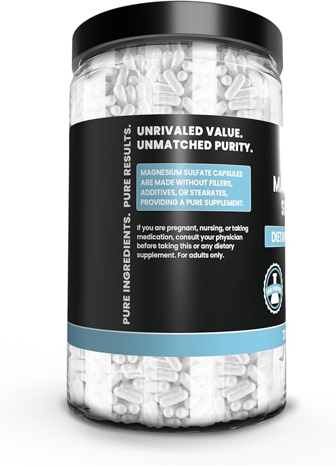 Pure Original Ingredients Magnesium Sulfate (730 Capsules) No Rice Fillers Always Pure Lab Verified