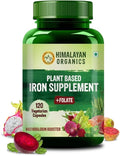 Generic Plant Based Iron Supplement with Folate | Improved Hemoglobin &amp Oxygen Capacity | Stomach Friendly | Boost Energy - 120 Veg Capsules