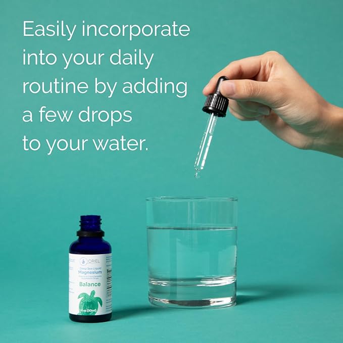 Oriel Liquid Magnesium Drops for Balance Rapid Absorption Free Ion Magnesium Minerals and 78 Trace Elements Supports Electrolyte Balance Muscle and Nervous System Function 30 ml 30-Day Supply