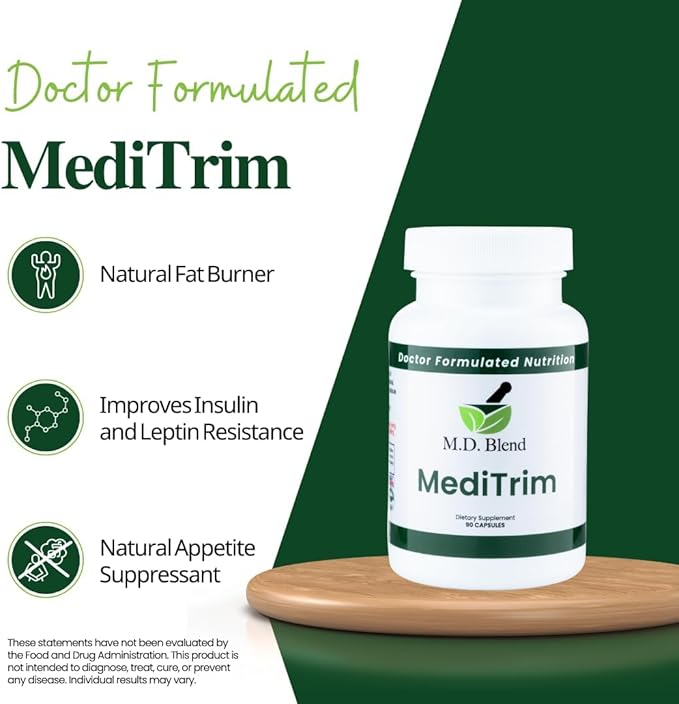 MediTrim Energy Supplements Metabolism Booster Supports Vitality Satiety &amp Physique Goals Smooth System Balance Green Coffee Bean Apple Cider Vinegar Hibiscus 180 Capsules (Pack of 2)