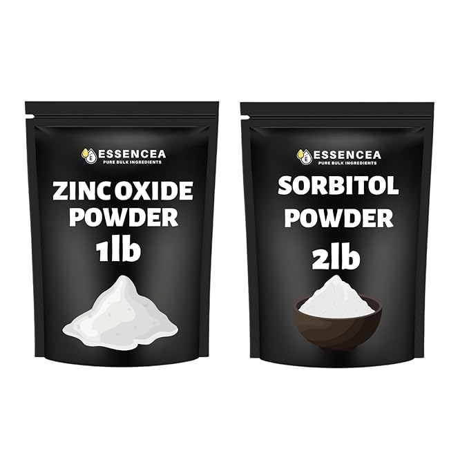 Zinc Oxide Powder (1lb) and Sorbitol Powder (2lb) Combo – Multi-Functional Ingredients for DIY Cosmetic and Food Applications | Value Combo Pack