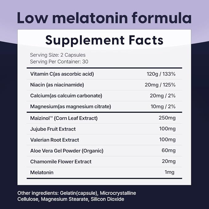 Univera 1mg Melatonin Natural Dreams Botanical &amp Herbal Ingredients Support Sleep Quality Refresh Morning 250mg Maizinol Sleep Aid (60 Capsules 30 Day Supply)