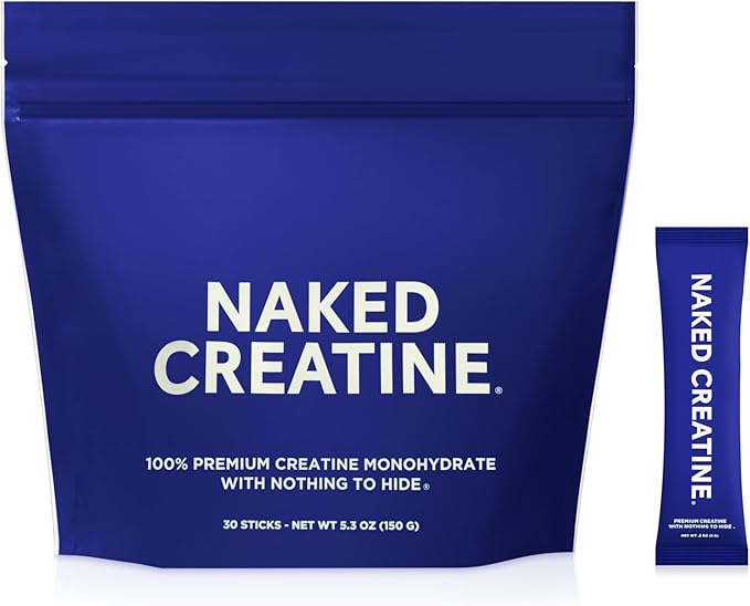 NAKED Creatine Stick Packs - Unflavored Micronized Creatine NSF CertifiedVegan Non-GMO Gluten-Free Soy-Free No Fillers Supports Muscle Growth &amp Strength - 30 Servings