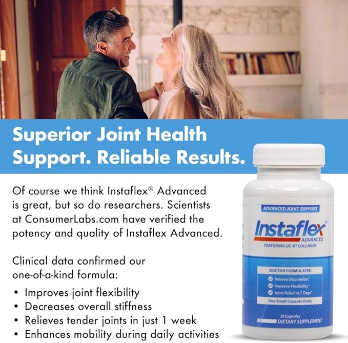Instaflex Advanced Joint Support Nutritional Supplement Capsule with Doctor Formulated Joint Relief Supplement Featuring UC-II Collagen &amp 5 Other Joint Discomfort Fighting Ingredients 60 Ct