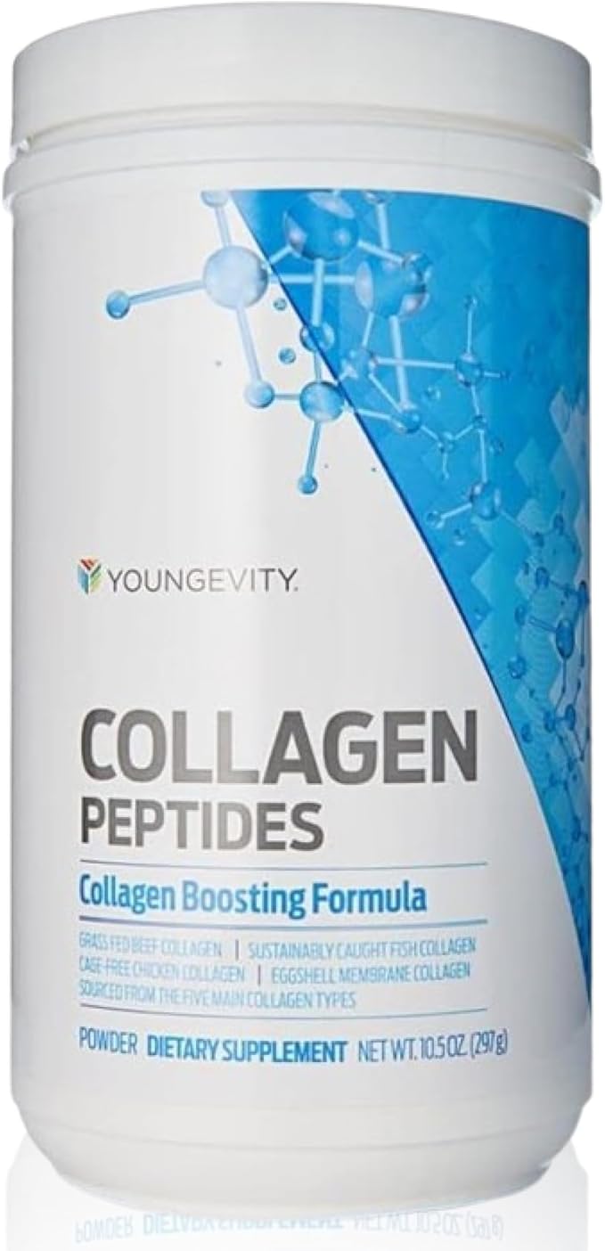 Youngevity Multi-Collagen Peptides Powder with Fulvic Powder – Hydrolyzed Grass-Fed Marine Chicken &amp Eggshell Membrane Collagen – Hair Skin Nails Bone Bone Support – I II III V X – 11.4