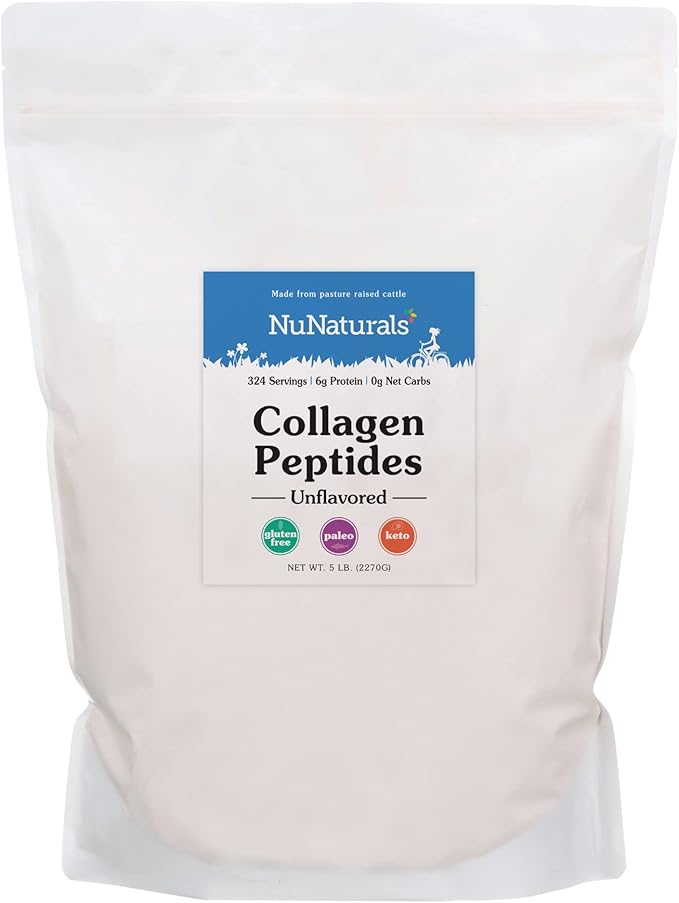 Nunaturals Collagen Peptides Powder (Type I III) for Skin Hair and Nail 5 lbs