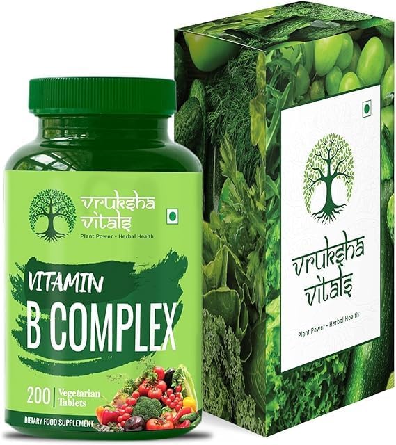 Vedanta Vita B Complex Vegetable Capsules 100% RDA B Vitamins (B1 B2 B3 B5 B6 B7 B9 B12) Vitamin C Calcium Iron Zinc Potassium Folic Acid 200 Count