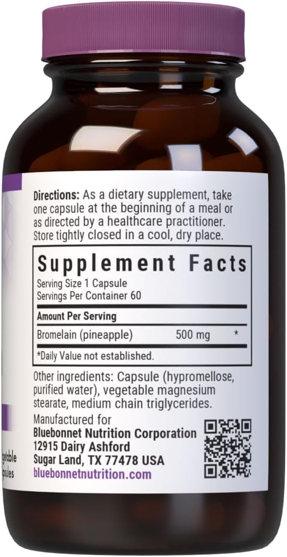 Bluebonnet Super Bromelain Vegetarian Capsules 500 mg 60 Count