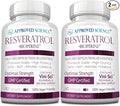 Approved Science® Resveratrol - 1000 mg of Trans Resveratrol - 250 mg of Polyphenol - 98% Purity Level - Includes Bioperine® - 380 Vegan Friendly Capsules - 2 Bottles