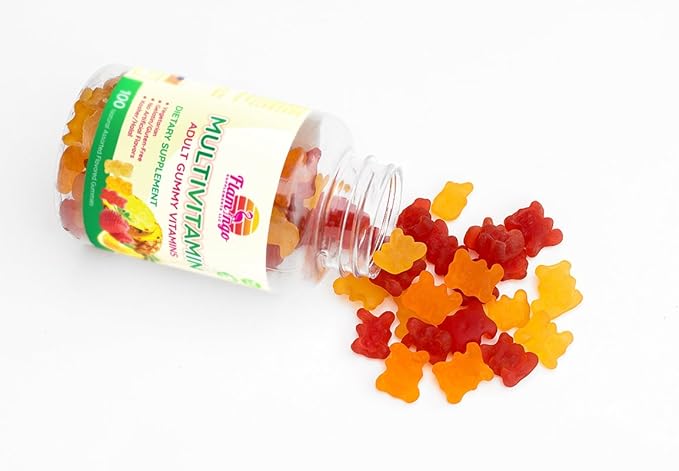Multivitamin Gummies | Vegan Friendly Kosher Halal NO Gluten or Gelatin no GMO| for Men Women &amp Kids| 3 Natural Flavors | Vitamins C B3 B12 Biotin Zinc &amp More| 100 Gummies