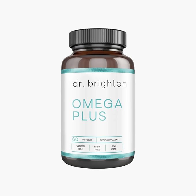 Dr. Brighten Omega Plus — 1500 mg of EPA/DHA Non-GMO Fish Oil Supplement for Heart Brain and Immune System — 60 Softgels
