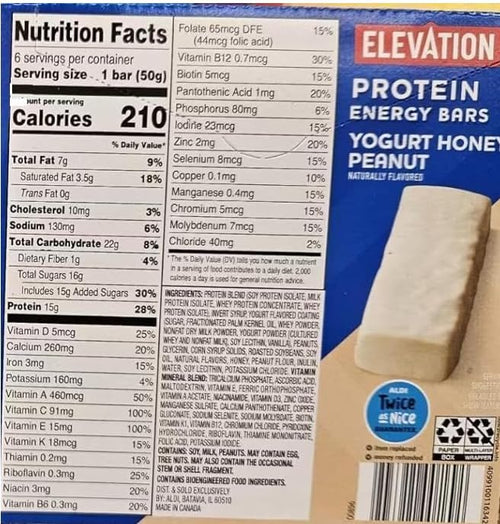 4-PACK Gluten Free Healthy Nutricious Protein Energy Bars Yogurt Honey Peanut 10.58oz 300g x 4 Boxes (24 Bars in Total) 22 Vitamins and Minerals - High Protein - Energy Bar - Convenient on the go pa