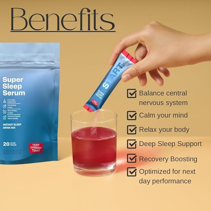 Super Sleep Serum Tart Cherry Twist 20 Stick Packs Natural Sleep Support