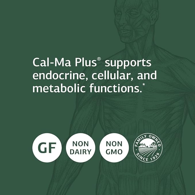 Standard Process Cal-Ma Plus - Calcium Support for Endocrine and Cellular Functions - Aids Healthy Bones Nerves &amp Muscle Function - Gluten-Free Non-Dairy &amp Non-Soy - 180 Tablets