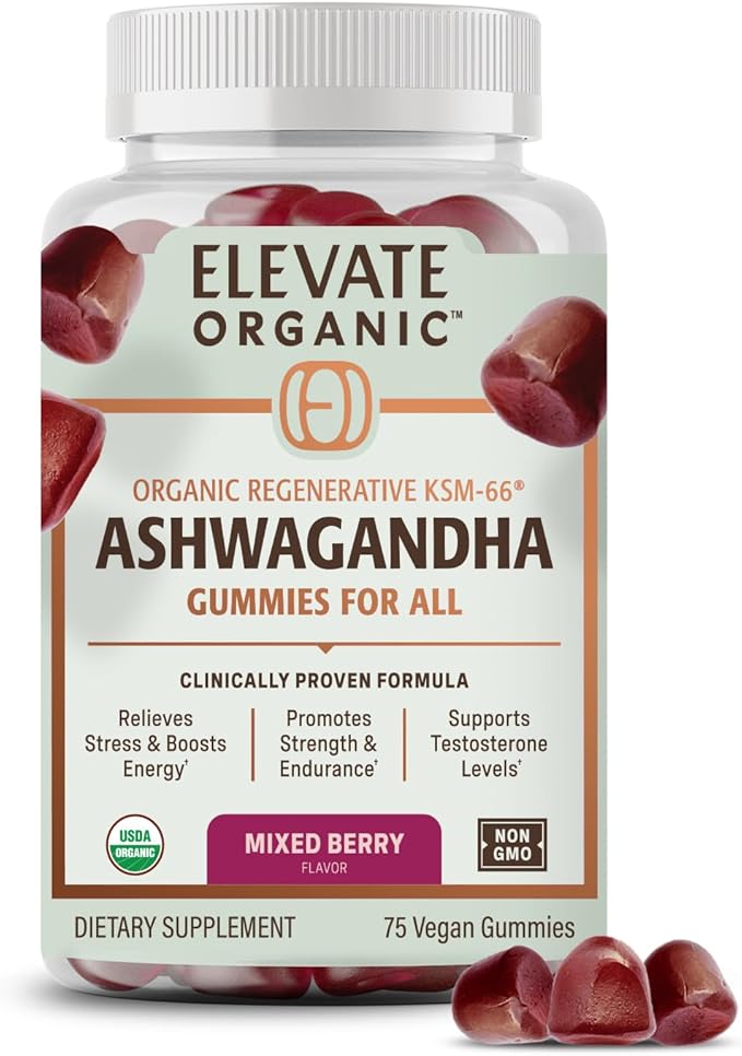 Regenerative Fermented KSM-66 Ashwagandha Vegan Gummies with Acti Veda™ Mixed Berry (600mg 25 Servings) Up to 150% More Effective Than KSM-66 Alone