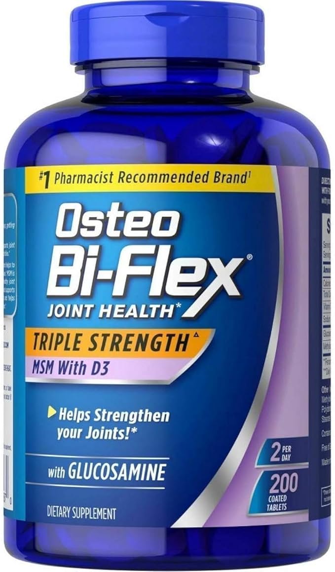 Osteo Bi-Flex Triple Strength Glucosamine 1500 mg MSM 1500 mg with Vitamin D3 1000 UI Tablets 200 Count (Pack of 1)
