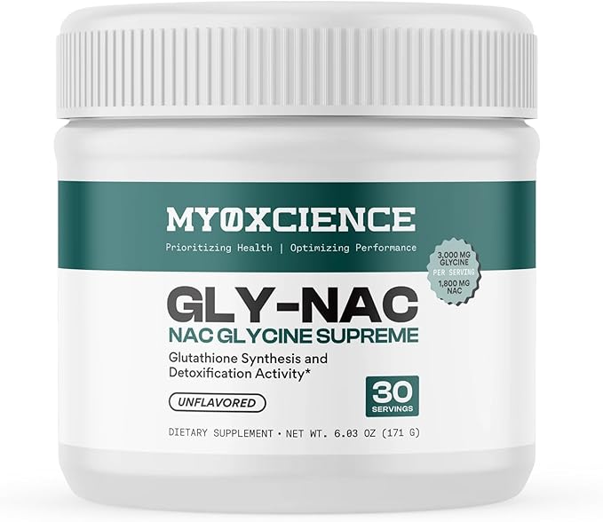 MYOXCIENCE Gly-NAC | NAC Glycine Supreme | Supports Glutathione Synthesis &amp Antioxidant Activity | 3000 mg Glycine &amp 1600 mg N-Acetyl-Cysteine per Serving | Unflavored 30 Servings