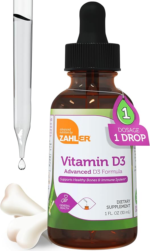 Zahler Liquid Vitamin D3 5000 IU - for Adults Bone &amp Immune Health - Vitamin D3 Supplements for Women &amp Men (1 fl oz)