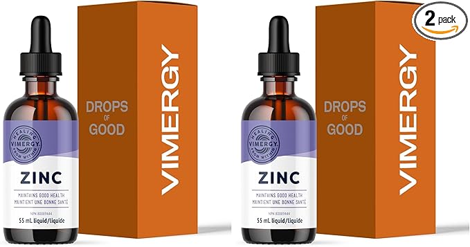 VIMERGY USDA Organic Zinc Supplements for Women &amp Men (7.5mg Liquid Zinc Per Serving) Fast-Absorbing Immune Support Promotes Healthy Bones &amp Skin Vegan (Pack of 2)