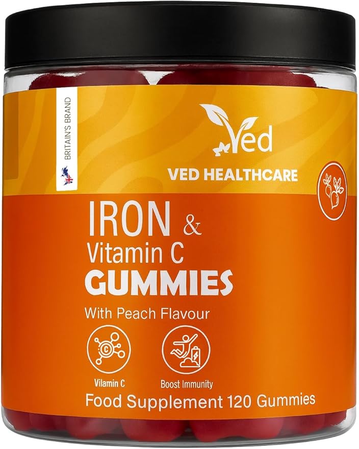 Iron Supplement Gummies 12.5 mg for Women &amp Men - Iron Gummies with Vitamin C - Chewable Prenatal &amp Adult 120 Iron Gummies