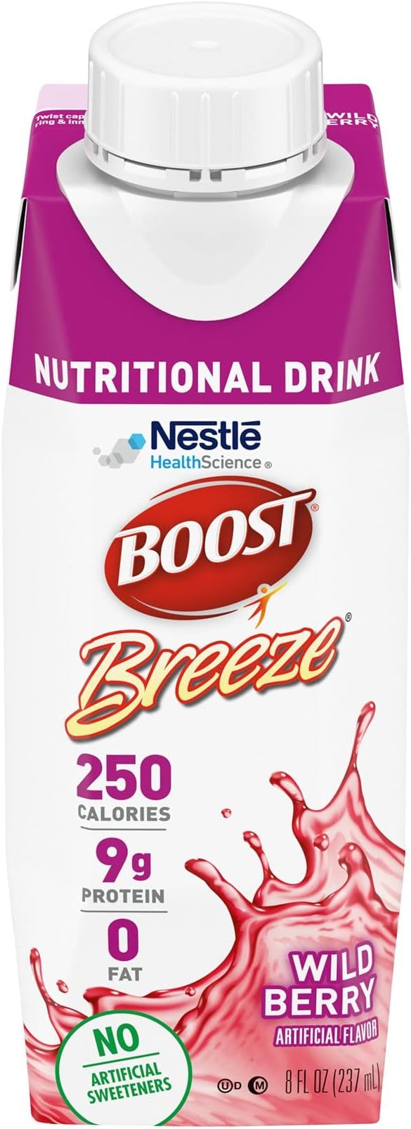 BOOST Breeze Clear Nutritional Drink 9g Protein 250 Nutrient-Rich Calories Wild Berry 8 fl oz (Pack of 24) &amp Very High Calorie Vanilla Nutritional Drink – 22g Protein 530 Nutrient Rich Calori