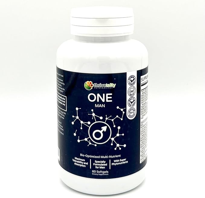 ONE Man Bio-Optimized Multi-Nutrient by Thrivetality | Men's Multivitamin | #1 Physician Formulated | Clinically Proven | Max Tolerability &amp Absorption | Super Antioxidant Phytonutrients