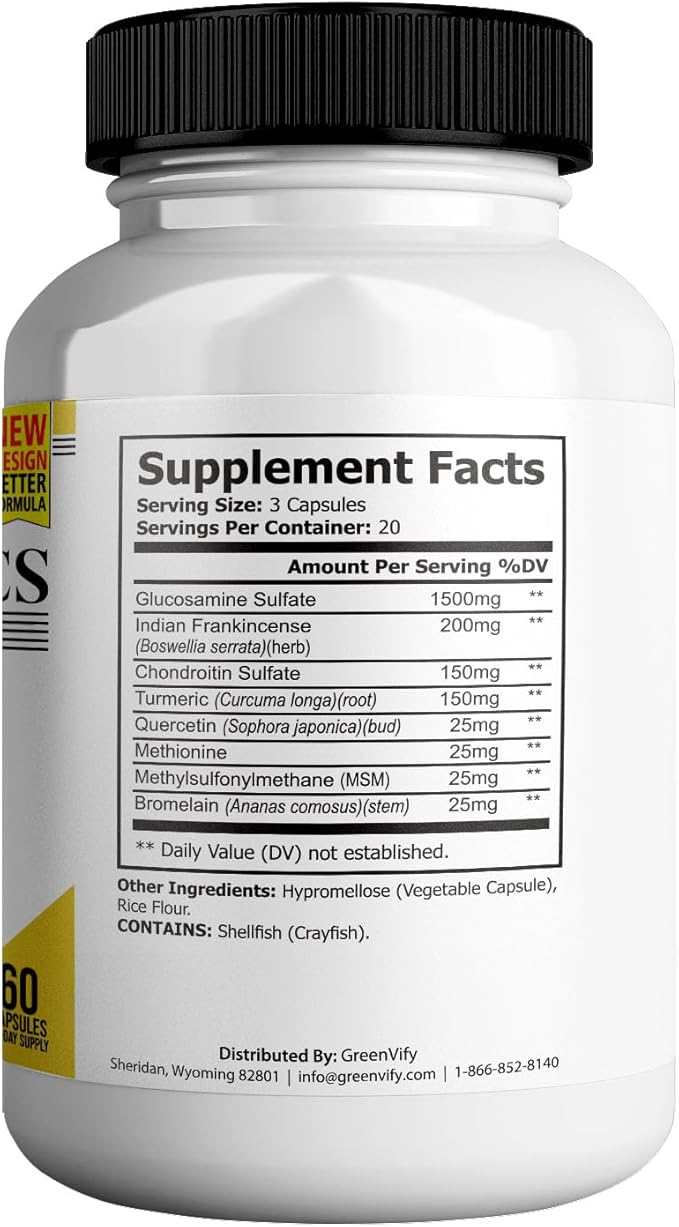 Bodi Dynamics Gold Max Joint Genie Extra Strength Joint Support Supplement 1500mg Glucosamine 60 Capsules 20 Day Supply (10)