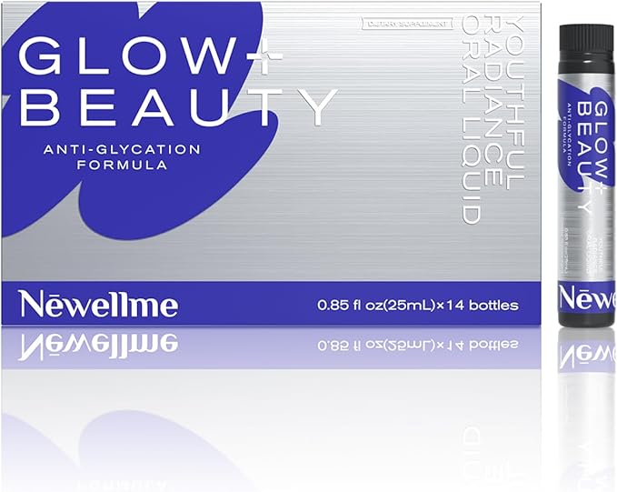 NEWELLME Glow+Beauty Collagen Drink – Liquid Beauty Supplement with Hyaluronic Acid &amp Antioxidant Complex Supports Skin Hydration Hair &amp Nail Strength 14 Bottles