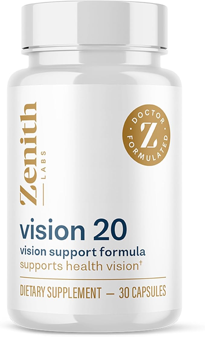 Zenith Labs Vision 20 Eye Vitamins - Lutein Zeaxanthin and Bilberry Extract - Supports Eye Strain and Eye Health - Carotenoid Blend