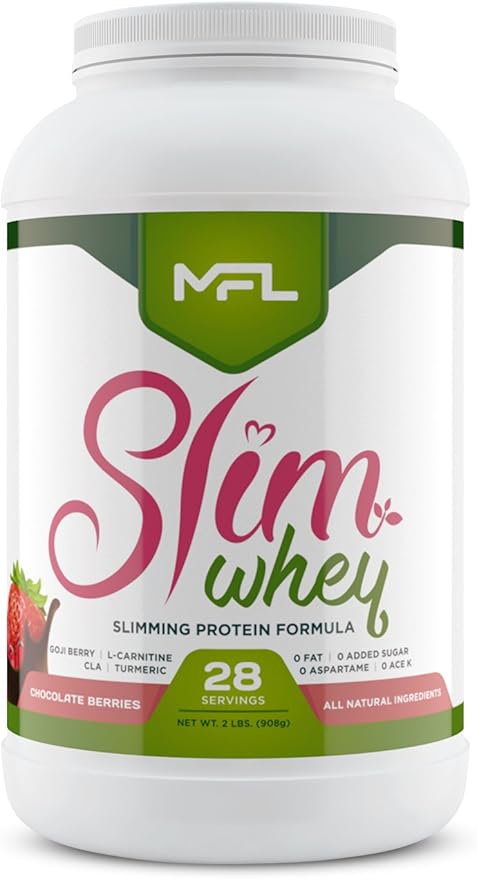 MFL Slim WHEY Protein Powder | 28g Protein | Low Carbs | Slimming Nutritional Shake | Sweetened with Stevia | 2 lbs. (Chocolate Berries)