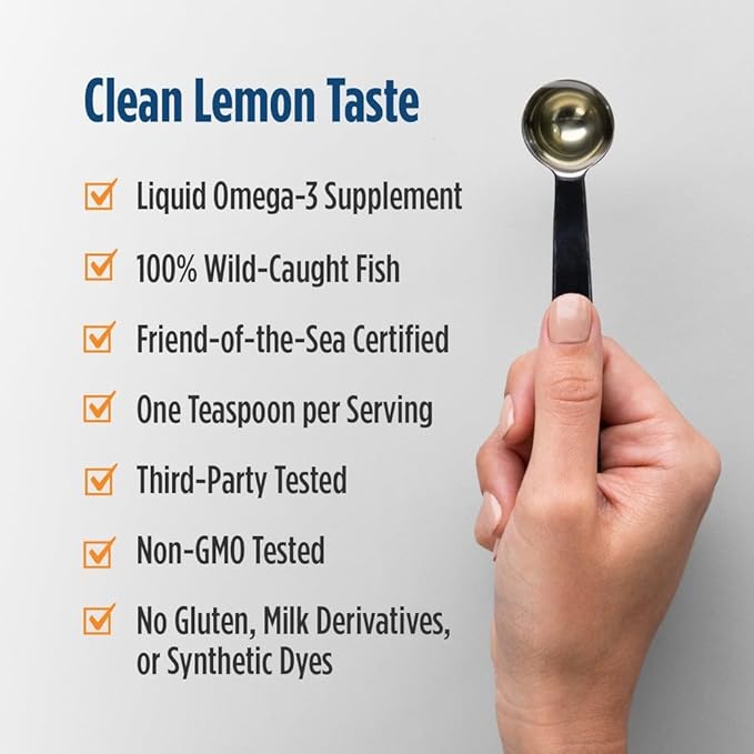 Nordic Naturals Omega-3D Lemon Flavor - 8 oz - 1560 mg Omega-3 + 1000 IU Vitamin D3 - Fish Oil - EPA &amp DHA - Immune Support Brain &amp Heart Health Healthy Bones - Non-GMO - 48 Servings