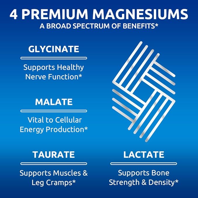 Zentastic Magnesium Complex - 600 Magnesium Capsules - Chelated Magnesium Glycinate Malate Taurate &amp Lactate - Support Bones Muscles
