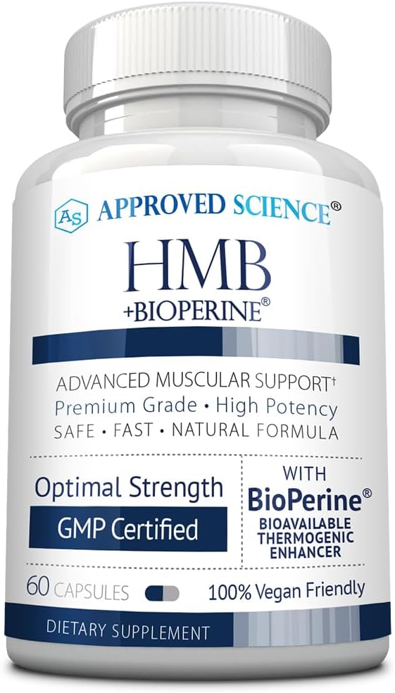 Approved Science HMB - 1500mg High Potency HMB Supplement with Calcium &amp BioPerine for Absorption - Muscle Health &amp Exercise Performance - 60 Vegan Capsules - 1 Month Supply