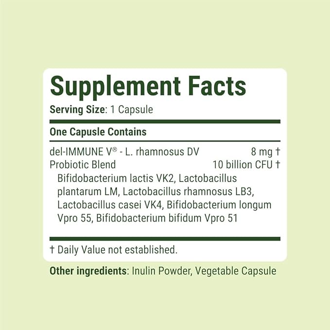 Del-Immune V® + Delpro Probiotic &amp Prebiotic Blend by Stellar Biotics - Promotes Optimal Gut Health Digestion Immune Support &amp Mood (120 Capsules)