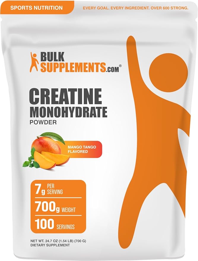 BulkSupplements.com Creatine Monohydrate Powder - Creatine Flavored Powder Supplement Micronized - Mango Tango Flavor 7g per Serving 700g (1.5 lbs) (Pack of 1)