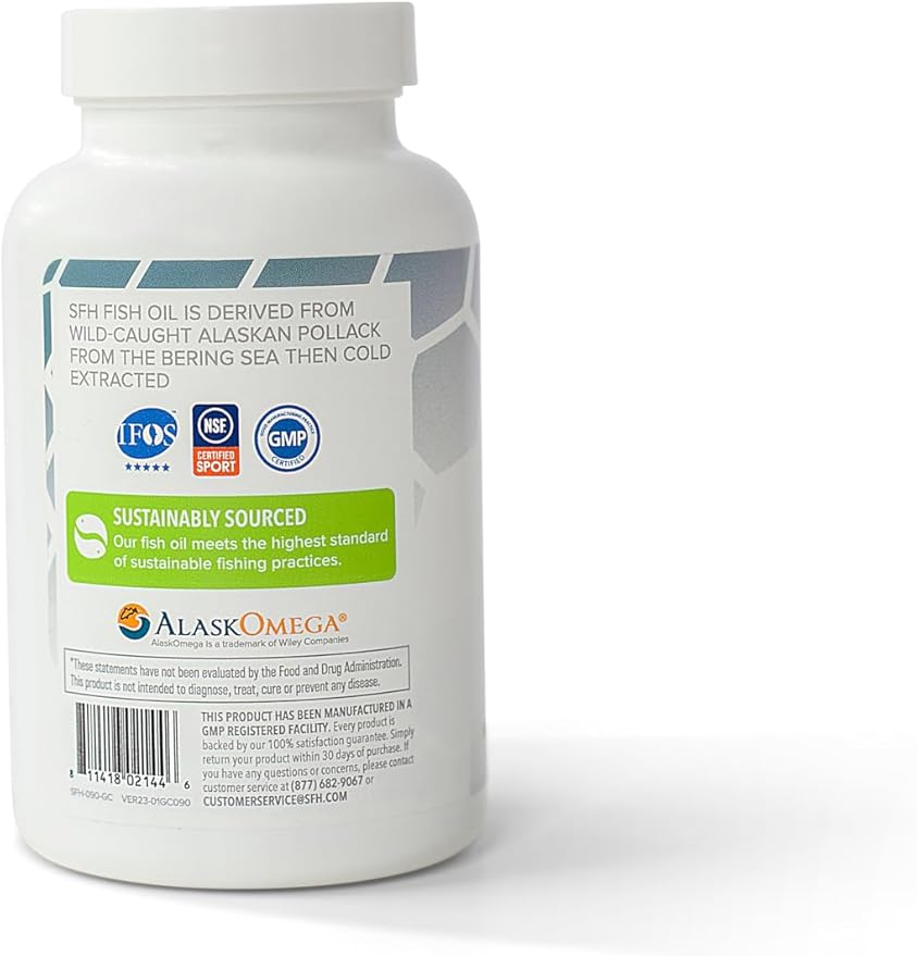 SFH Super Omega 3 Fish Oil Capsules Highly Concentrated 2000mg Omega 3 | Sustainably Sourced Alaskan Pollock Fish Oil for Heart Joint Brain Health (Capsule 90ct)