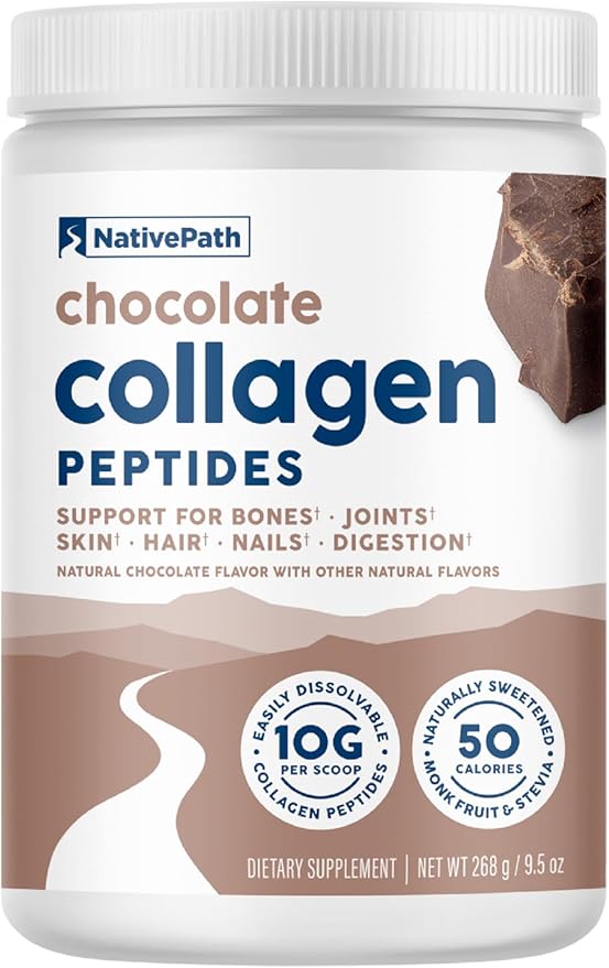 NativePath Collagen Peptides - Hydrolyzed Type 1 &amp 3 Collagen. Keto &amp Paleo Grass-Fed Protein Powder for Hair Skin Nails Bones Joints Digestion and More - No Gluten or Dairy (Chocolate 2