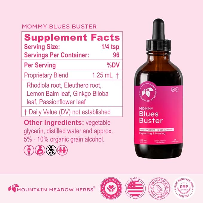 Mountain Meadow Herbs Mommy Blues Buster Herbal Mood Supplement - 4oz - Boost Your Mood Lift Your Spirits for a Calm Positive Mind