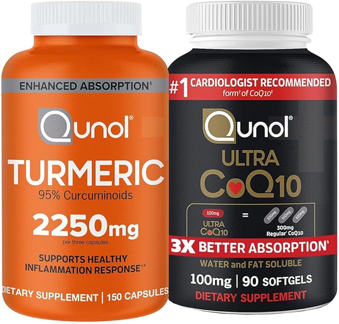 CoQ10 &amp Turmeric: Turmeric Curcumin 2250mg 150 Capsules &amp Ultra CoQ10 100mg 90 Softgels