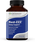 LifeSeasons Rest-ZZZ - Natural Sleep Support Supplement - Fall Asleep &amp Stay Asleep - Calms Nervous System - Ease Muscle Tension &amp Restlessness - Low Dose Melatonin GABA &amp Chamomile - 120