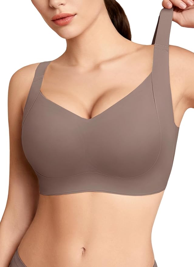REALWILL Women Everyday Comfortable Wireless Bra Supportive Push Up Minimizer Bras Full Coverage Soft Seamless Tshirt Bras