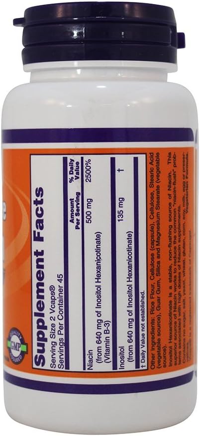 NOW Flush-free Niacin 250mg 90 Capsules (Pack of 2)