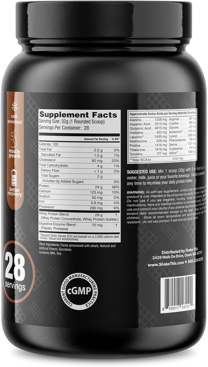 Whey Protein Powder - Post Workout Whey Protein Isolate for Muscle Recovery Non-GMO BCAAs Superior Taste Tested and Certified Milk Chocolate 2 Pounds