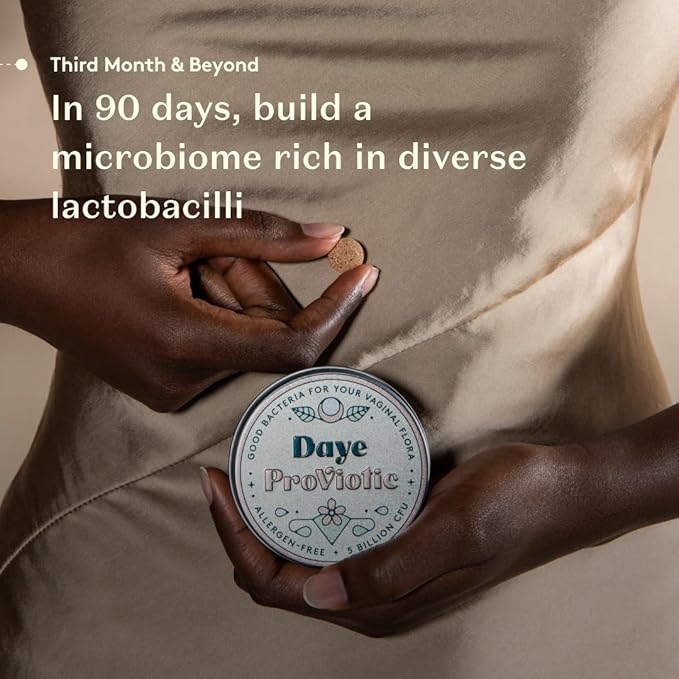 DAYE ProViotics: Lactobacillus plantarum GLP3 for Women's Vaginal &amp Gut Microbiome | Daily Oral Vegan Probiotic | Supports Healthy Flora &amp pH | 30 Tablets