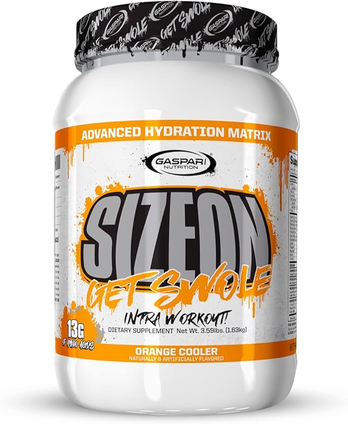 Gaspari Nutrition SizeOn The Ultimate Hybrid Intra-Workout Amino Acid &amp Creatine Formula Increased Muscle Volume &amp Muscle Recovery (3.59 Pounds Orange Cooler)